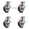 Service Caster 8 Inch Polyurethane Caster Set with Roller Bearing 4 Brake and 2 Swivel Lock SCC SCC-35S820-PPUR-SLB-BSL-2-SLB-2 - alternate 1